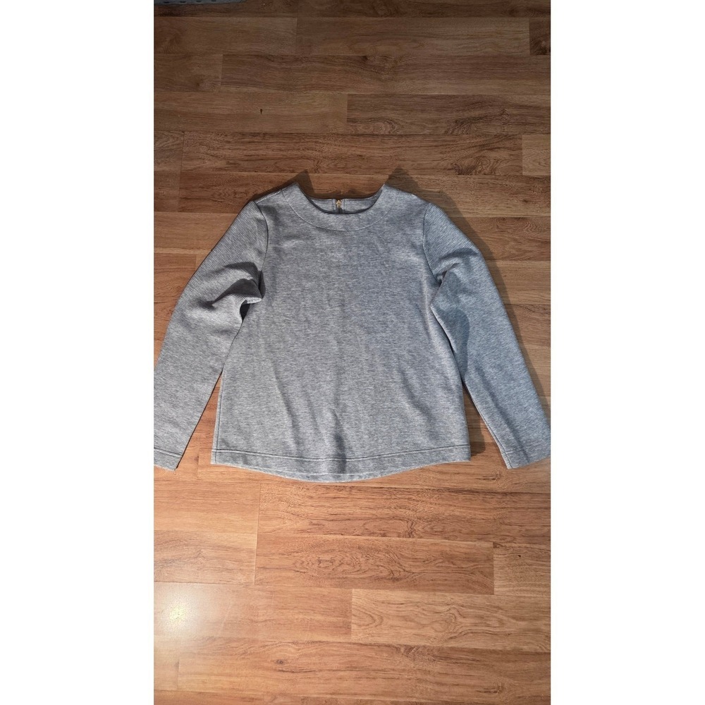 Croft & Barrow Womens Gray Ribbed Long Sleeve Back Zip Top Size M 219745
